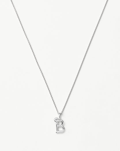 Curly Molten Mini Initial Necklace - B | Sterling Silver
