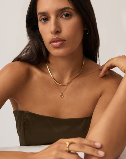 Curly Molten Mini Initial Necklace - C | 18ct Gold Vermeil