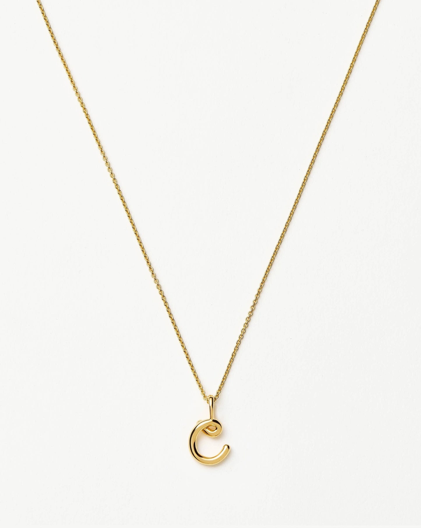 Curly Molten Mini Initial Necklace - C | 18ct Gold Vermeil