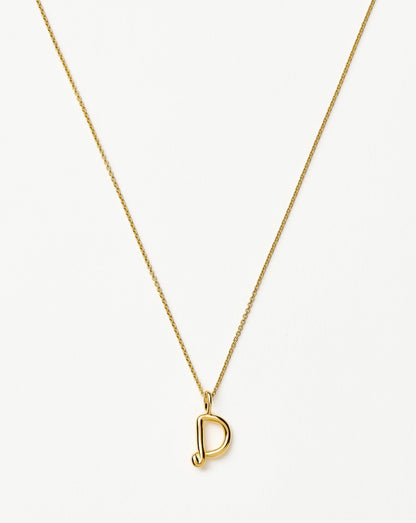 Curly Molten Mini Initial Necklace - D  | 18ct Gold Vermeil