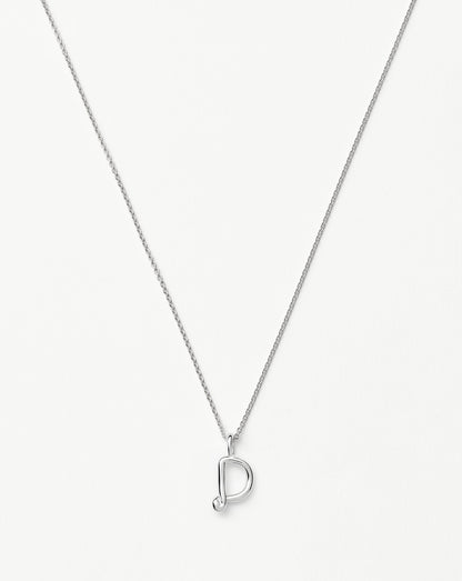 Curly Molten Mini Initial Necklace - D | Sterling Silver