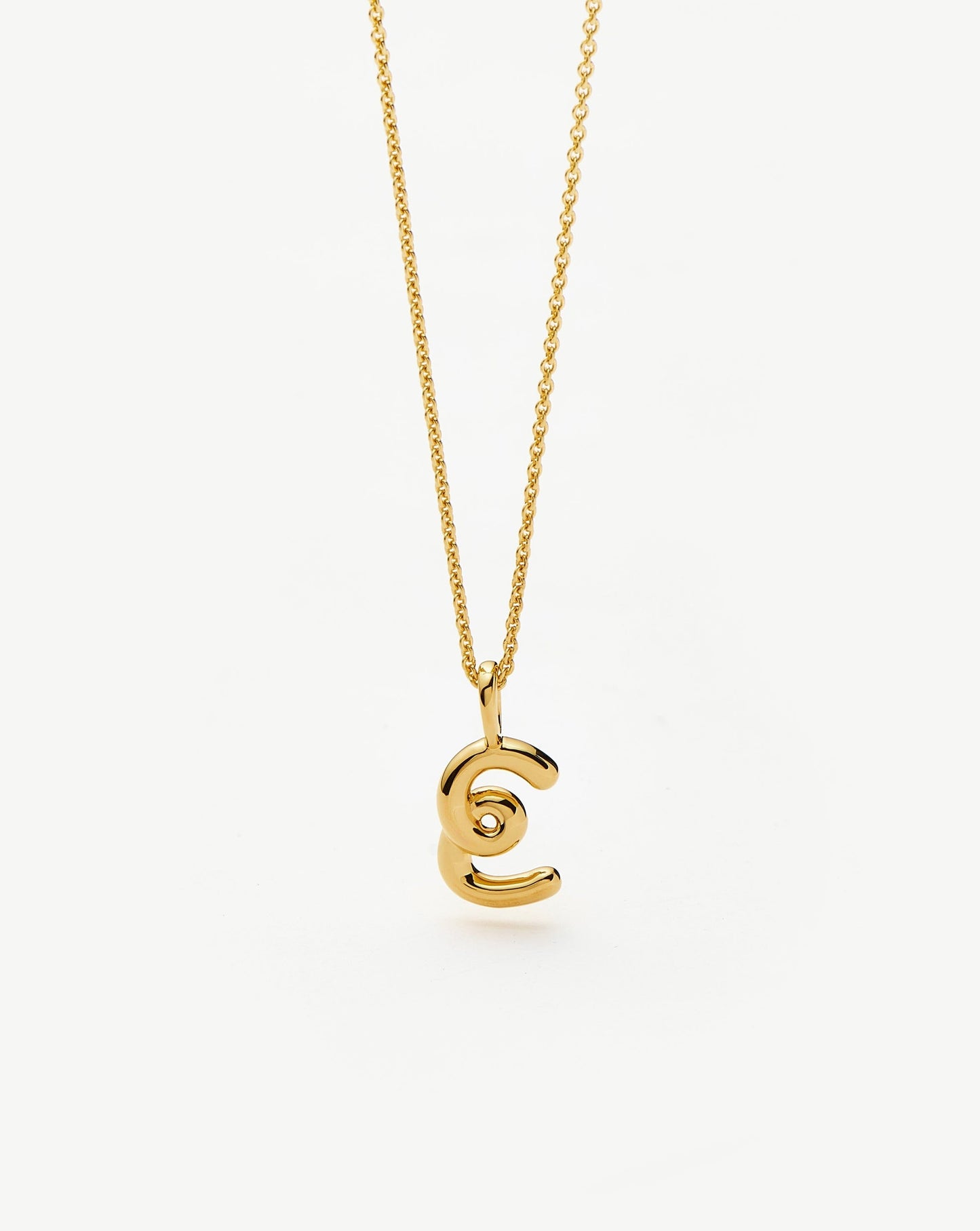 Curly Molten Mini Initial Necklace - E | 18ct Gold Vermeil