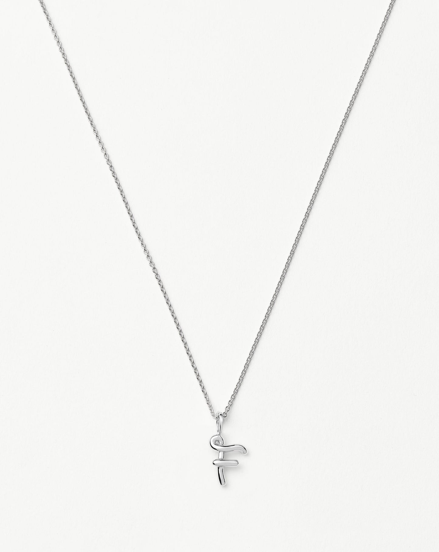 Curly Molten Mini Initial Necklace - F | Sterling Silver