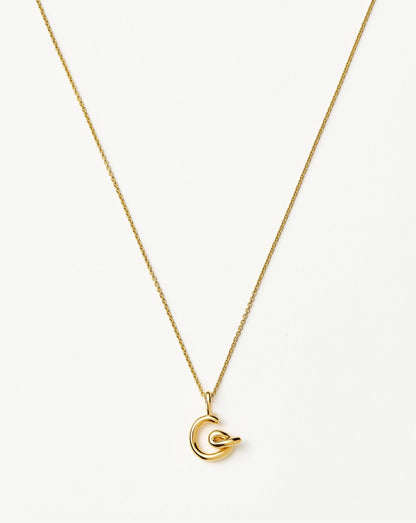 Curly Molten Mini Initial Necklace - G  | 18ct Gold Vermeil