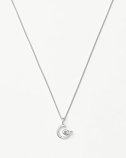 Curly Molten Mini Initial Necklace - G  | Sterling Silver
