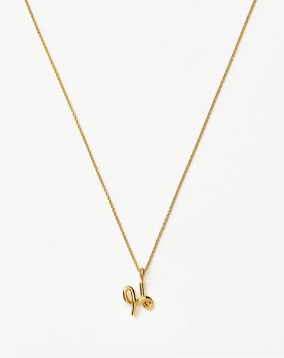 Curly Molten Mini Initial Necklace - H | 18ct Gold Vermeil