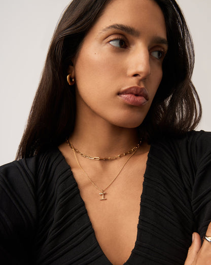 Curly Molten Mini Initial Necklace - I | 18ct Gold Vermeil