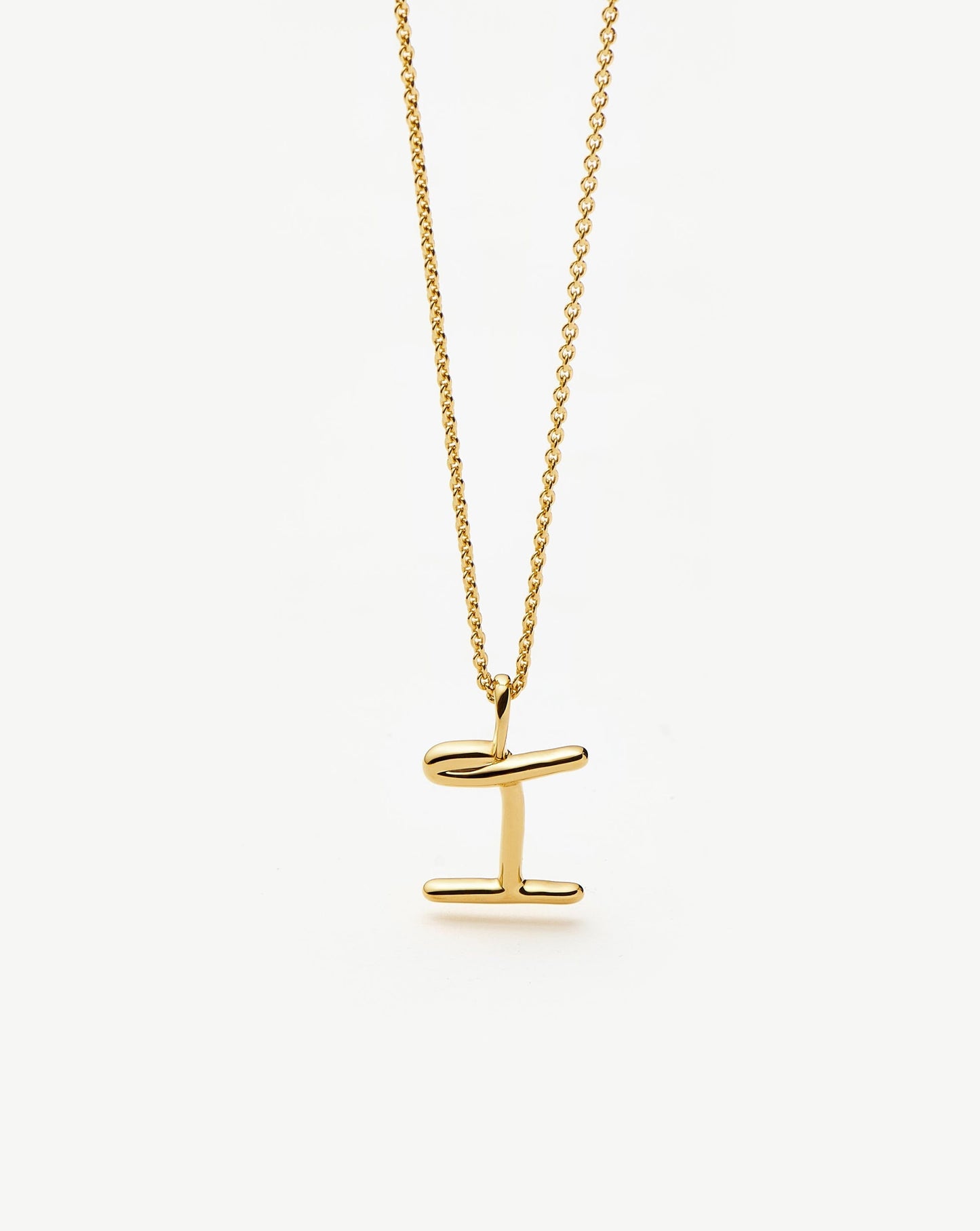 Curly Molten Mini Initial Necklace - I | 18ct Gold Vermeil