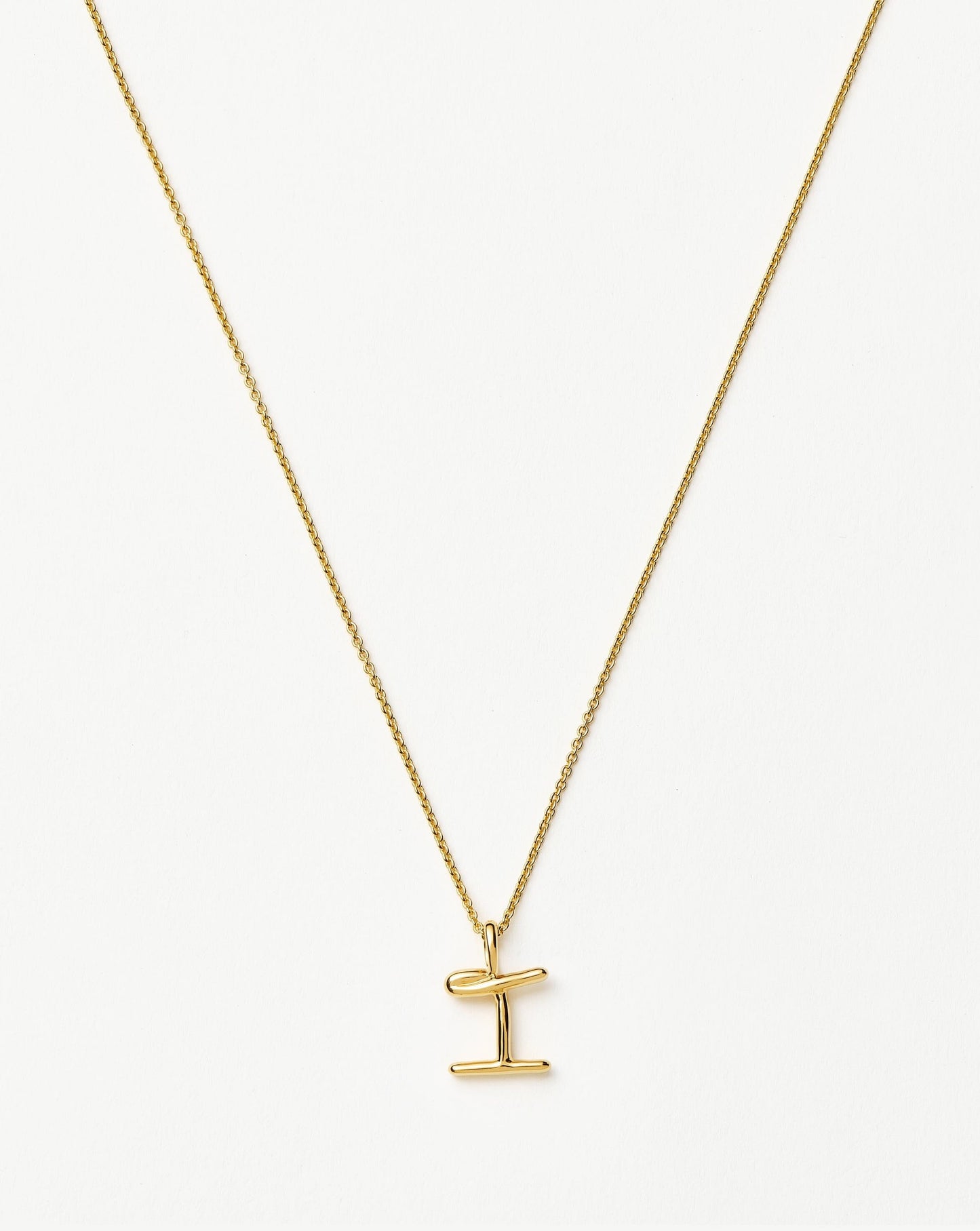 Curly Molten Mini Initial Necklace - I | 18ct Gold Vermeil
