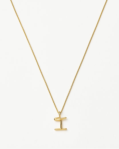 Curly Molten Mini Initial Necklace - I | 18ct Gold Vermeil
