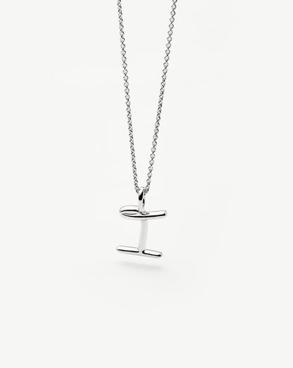 Curly Molten Mini Initial Necklace - I | Sterling Silver