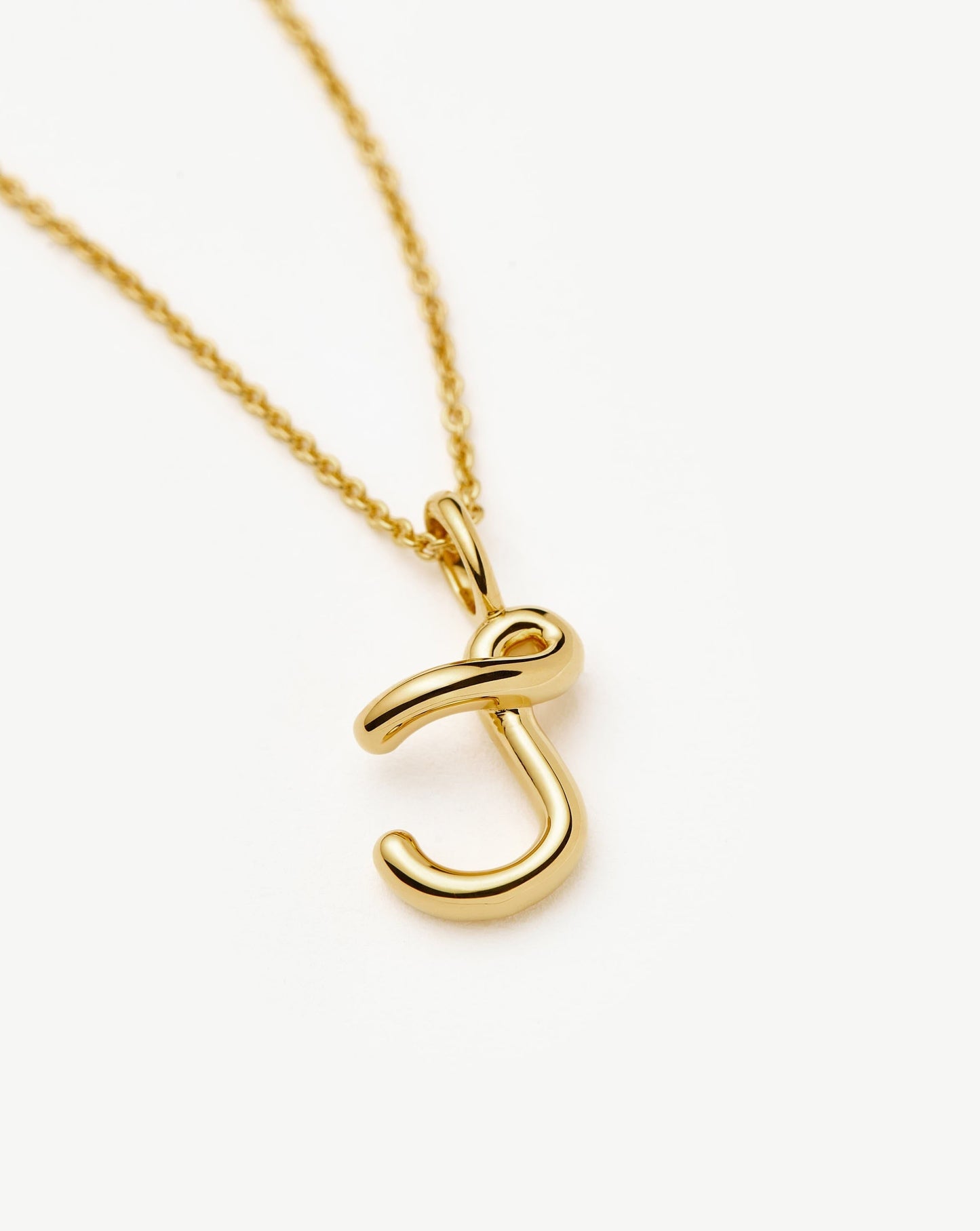 Curly Molten Mini Initial Necklace - J | 18ct Gold Vermeil