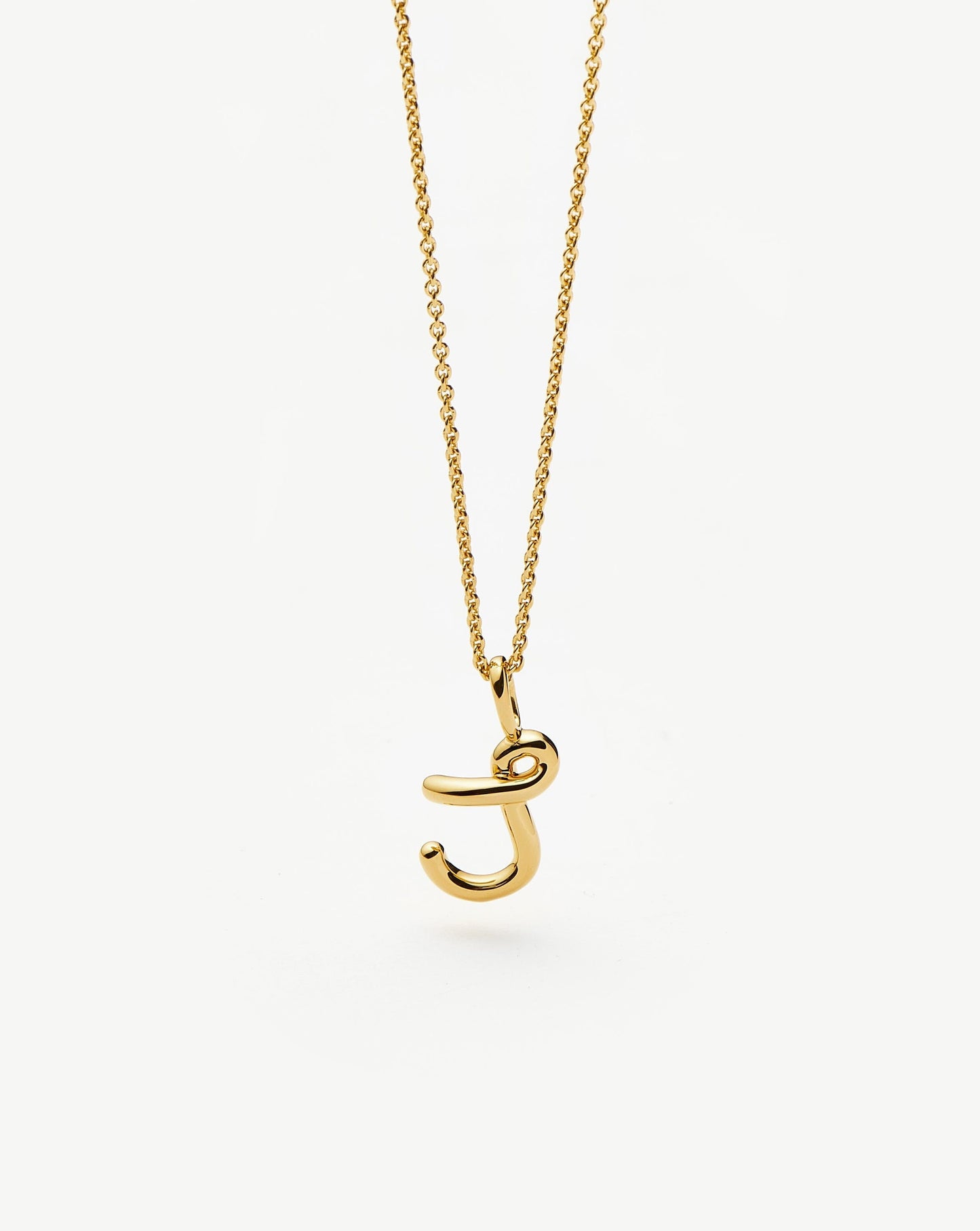 Curly Molten Mini Initial Necklace - J | 18ct Gold Vermeil