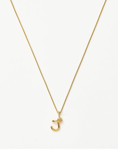 Curly Molten Mini Initial Necklace - J | 18ct Gold Vermeil