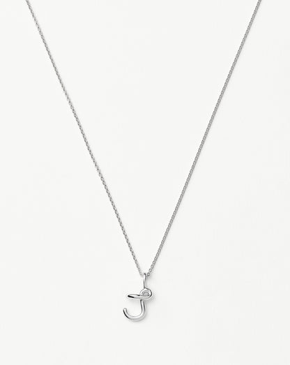 Curly Molten Mini Initial Necklace - J | Sterling Silver