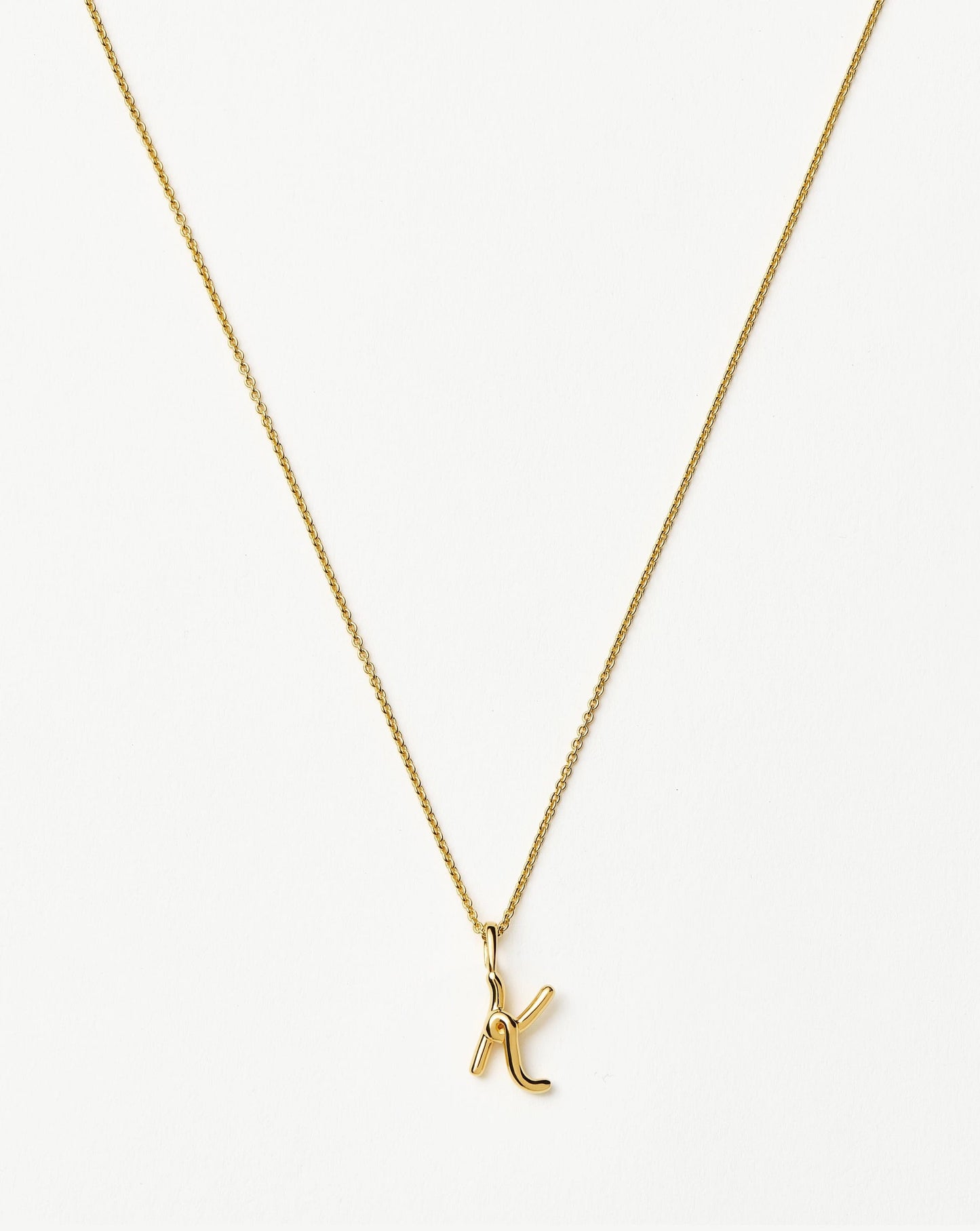 Curly Molten Mini Initial Necklace - K | 18ct Gold Vermeil