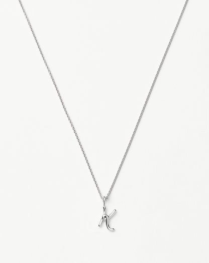 Curly Molten Mini Initial Necklace - K | Sterling Silver