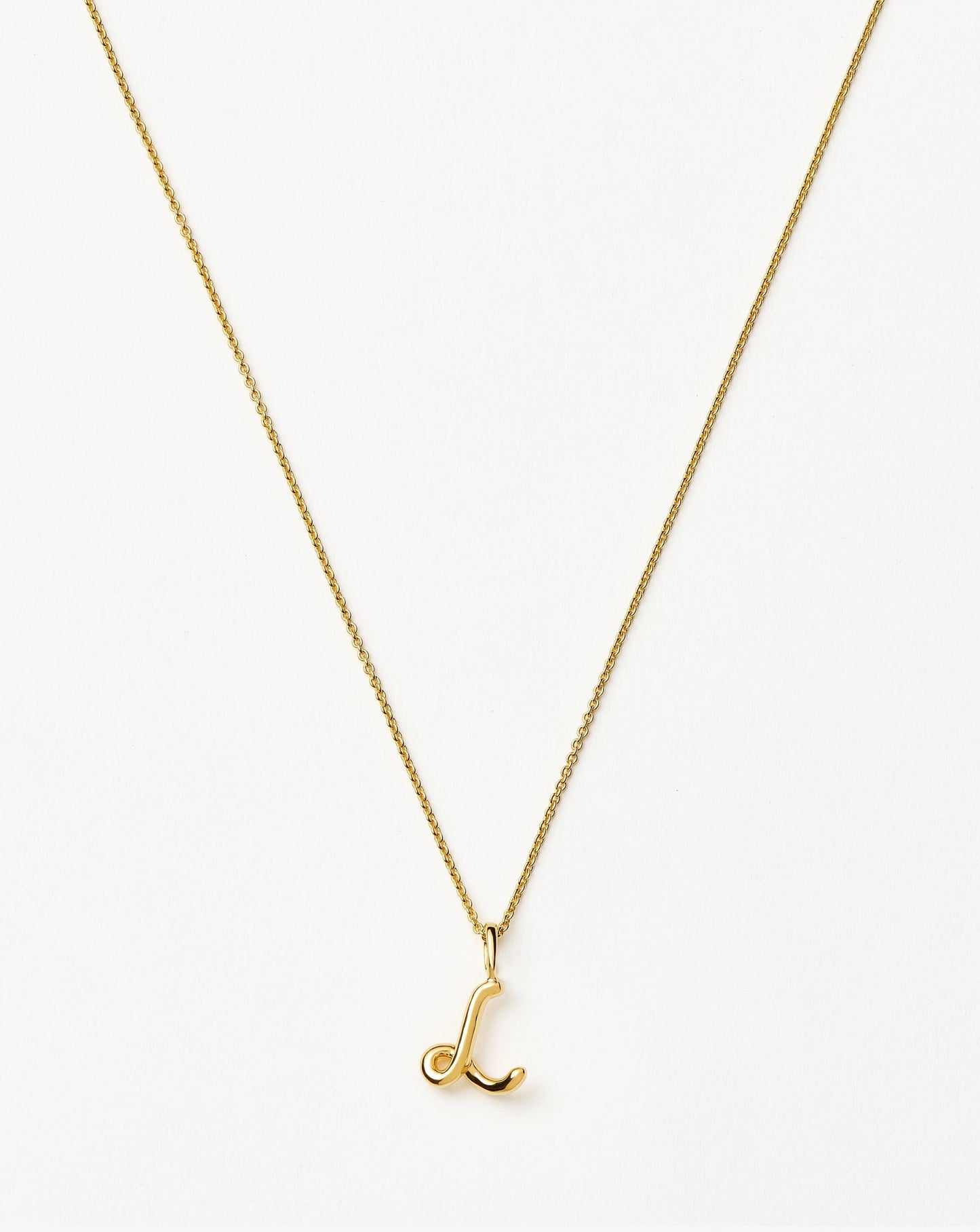 Curly Molten Mini Initial Necklace - L | 18ct Gold Vermeil