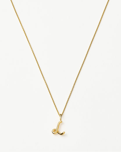 Curly Molten Mini Initial Necklace - L | 18ct Gold Vermeil