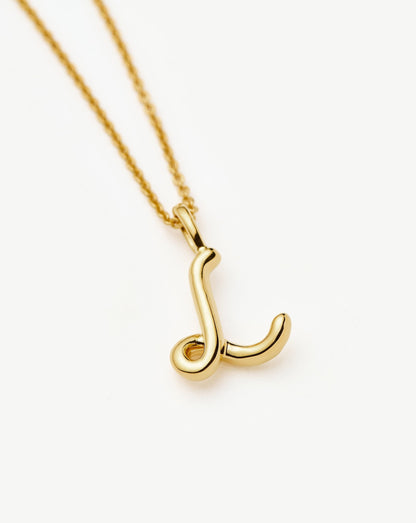 Curly Molten Mini Initial Necklace - L | 18ct Gold Vermeil