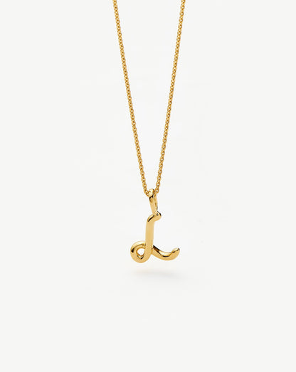 Curly Molten Mini Initial Necklace - L | 18ct Gold Vermeil