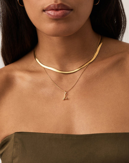 Curly Molten Mini Initial Necklace - L | 18ct Gold Vermeil