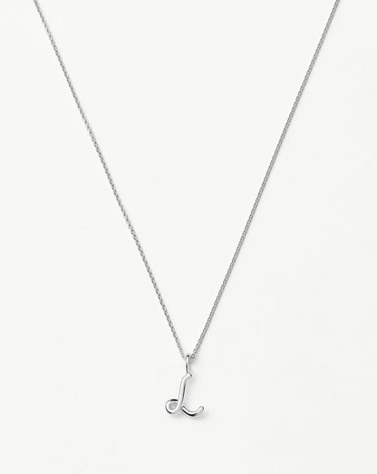 Curly Molten Mini Initial Necklace - L | Sterling Silver