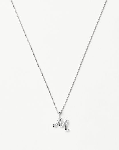 Curly Molten Mini Initial Necklace - M | Sterling Silver