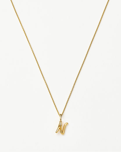 Curly Molten Mini Initial Necklace - N | 18ct Gold Vermeil