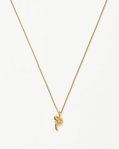 Curly Molten Mini Initial Necklace - P | 18ct Gold Vermeil