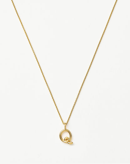 Curly Molten Mini Initial Necklace - Q | 18ct Gold Vermeil