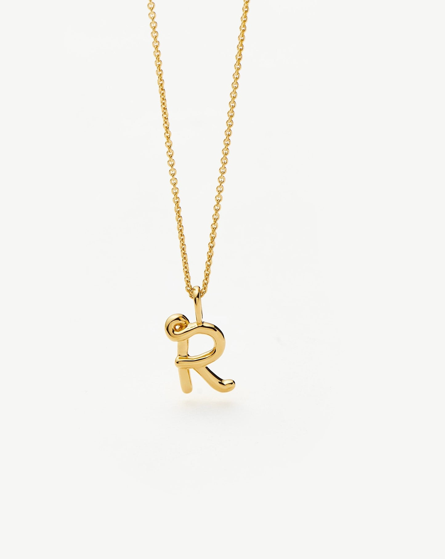 Curly Molten Mini Initial Necklace - R | 18ct Gold Vermeil