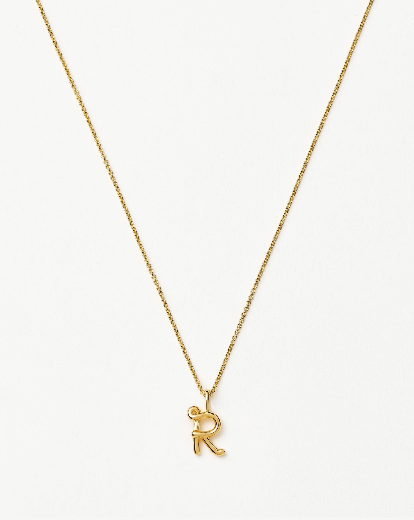 Curly Molten Mini Initial Necklace - R | 18ct Gold Vermeil