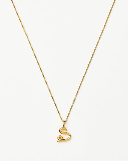 Curly Molten Mini Initial Necklace - S | 18ct Gold Vermeil