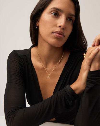 Curly Molten Mini Initial Necklace - S | 18ct Gold Vermeil