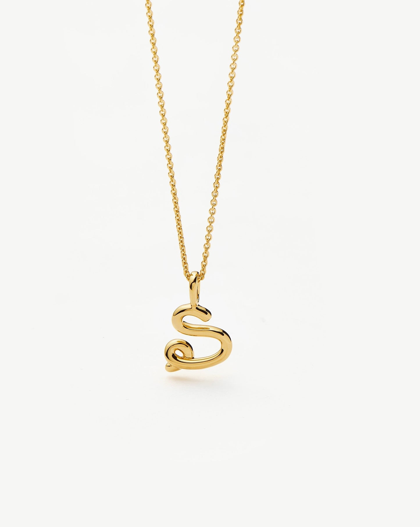 Curly Molten Mini Initial Necklace - S | 18ct Gold Vermeil