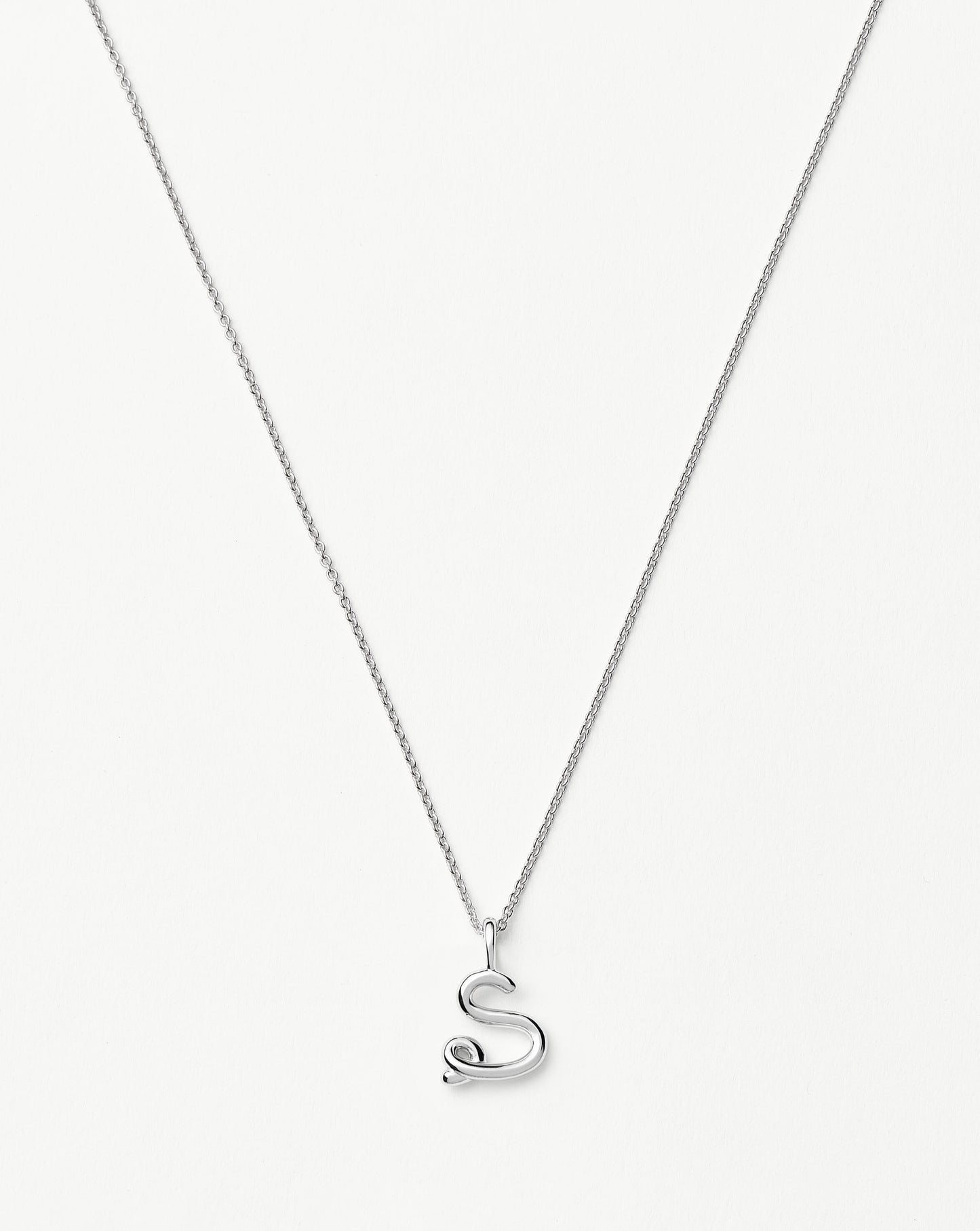Curly Molten Mini Initial Necklace - S | Sterling Silver