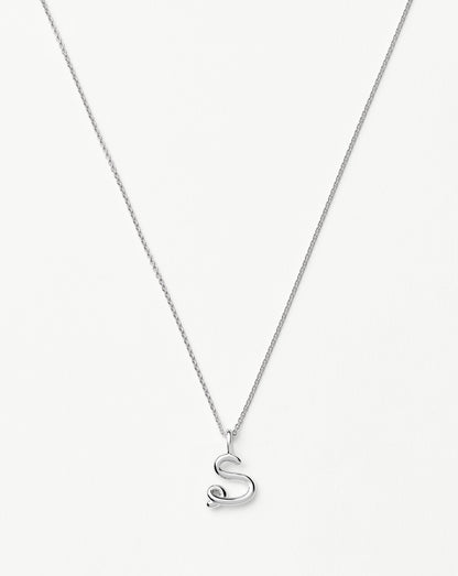 Curly Molten Mini Initial Necklace - S | Sterling Silver
