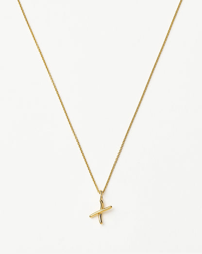 Curly Molten Mini Initial Necklace - X | 18ct Gold Vermeil