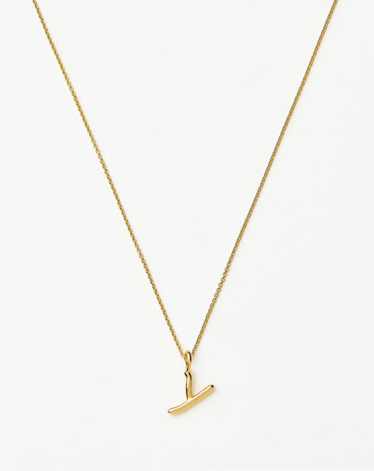 Curly Molten Mini Initial Necklace - Y | 18ct Gold Vermeil