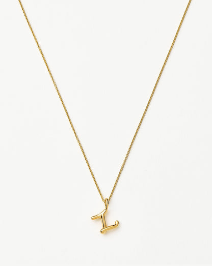 Curly Molten Mini Initial Necklace - Z | 18ct Gold Vermeil