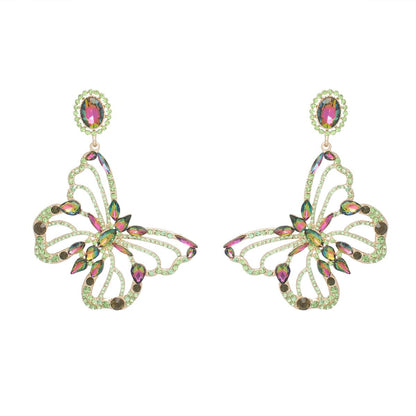 Dangle XL Pink Green Glam Butterfly Post Earrings