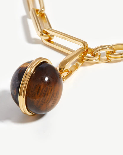 Deconstructed Axiom Sphere Chain Necklace | 18ct Gold Plated/Tigers Eye