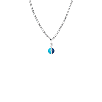 Deconstructed Axiom Sphere Chain Necklace | Silver Plated/Lapis & Turquoise