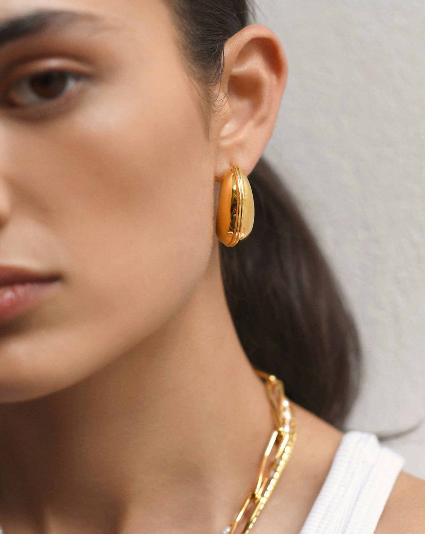 Dome Large Ridge Hoop Earrings