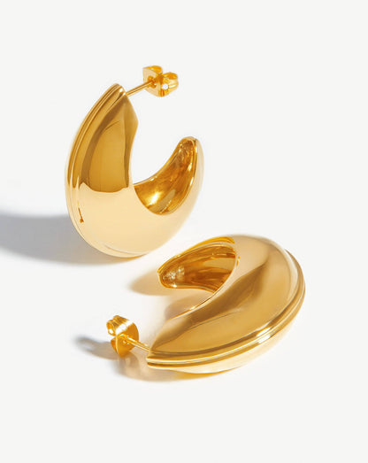 Dome Large Ridge Hoop Earrings