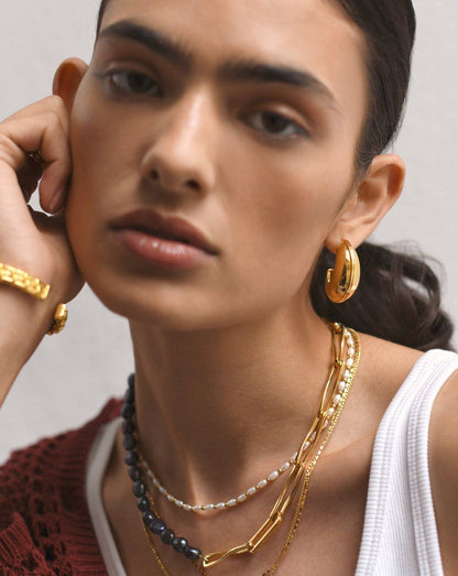 Dome Large Ridge Hoop Earrings