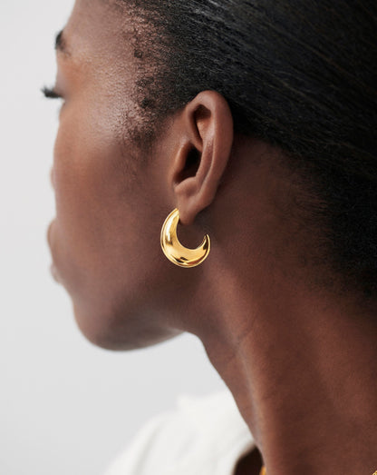 Dome Medium Ridge Hoop Earrings