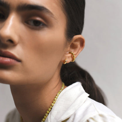 Dome Single Stone Mini Hoop Earrings | 18ct Gold Vermeil/Cubic Zirconia