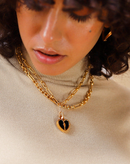 Engravable Heart Locket Aegis Chain Necklace | 18ct Gold Plated